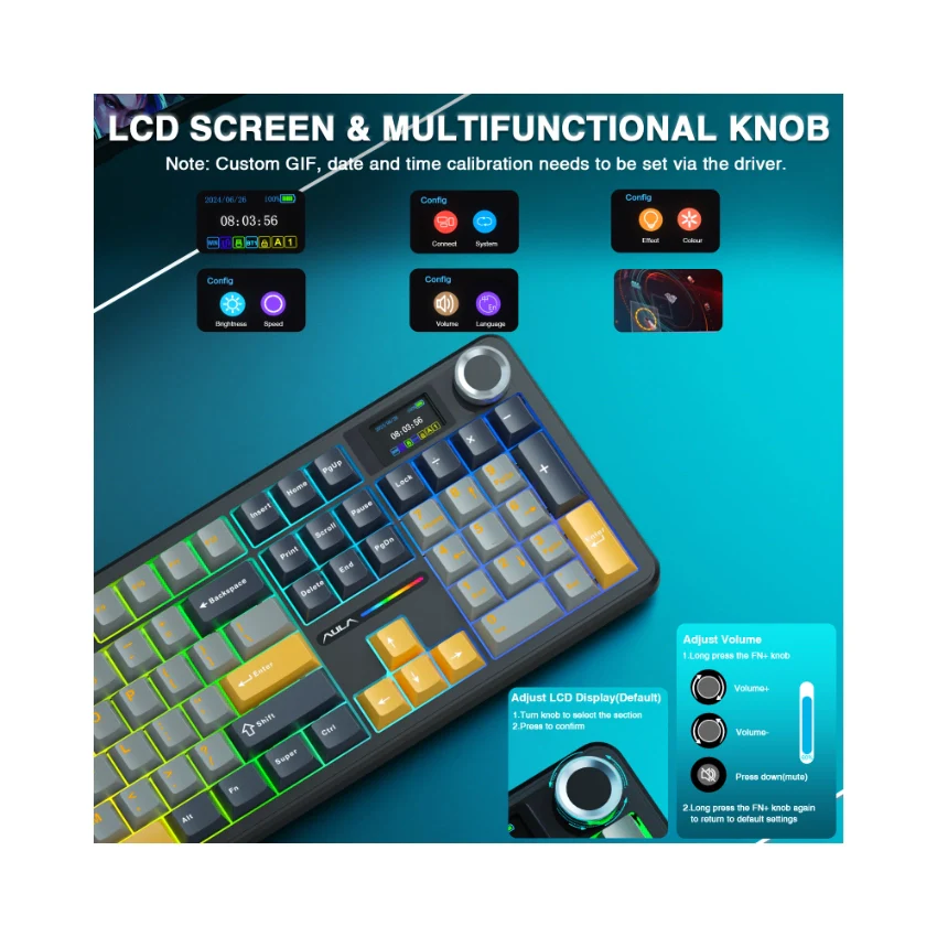 AULA F108 Pro Full Size vision Knob Keyboard - Image 14