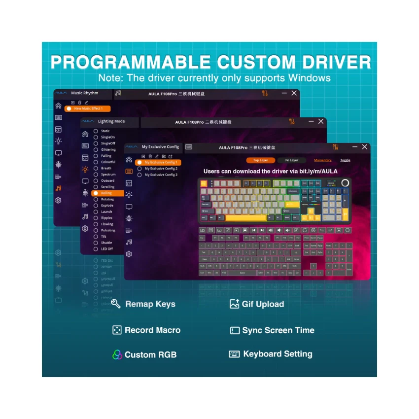 AULA F108 Pro Full Size vision Knob Keyboard - Image 18