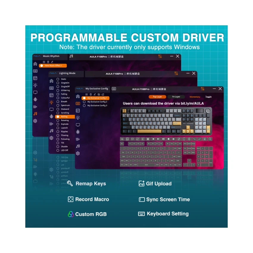 AULA F108 Pro Full Size vision Knob Keyboard - Image 19