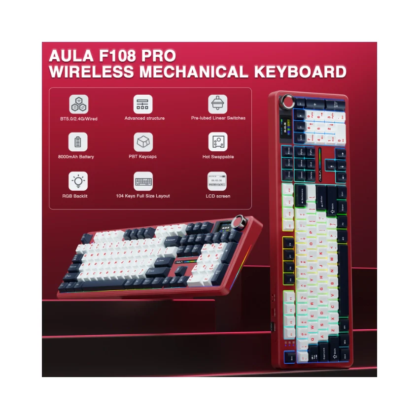 AULA F108 Pro Full Size vision Knob Keyboard - Image 22