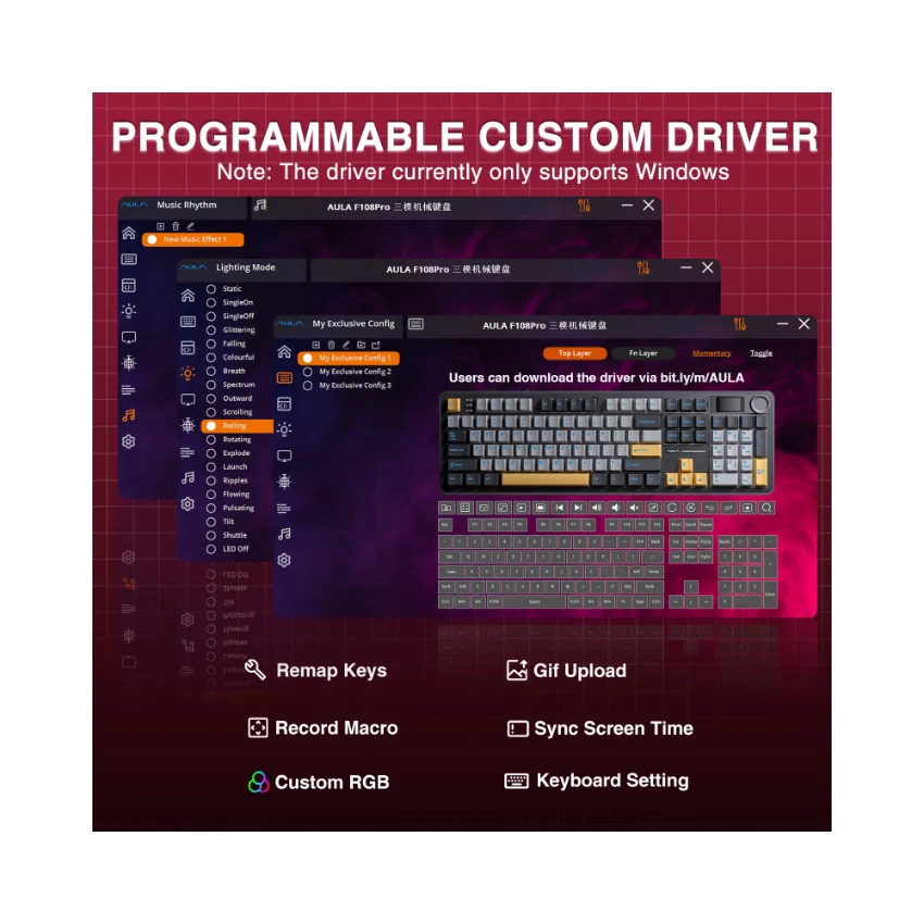 AULA F108 Pro Full Size vision Knob Keyboard - Image 28