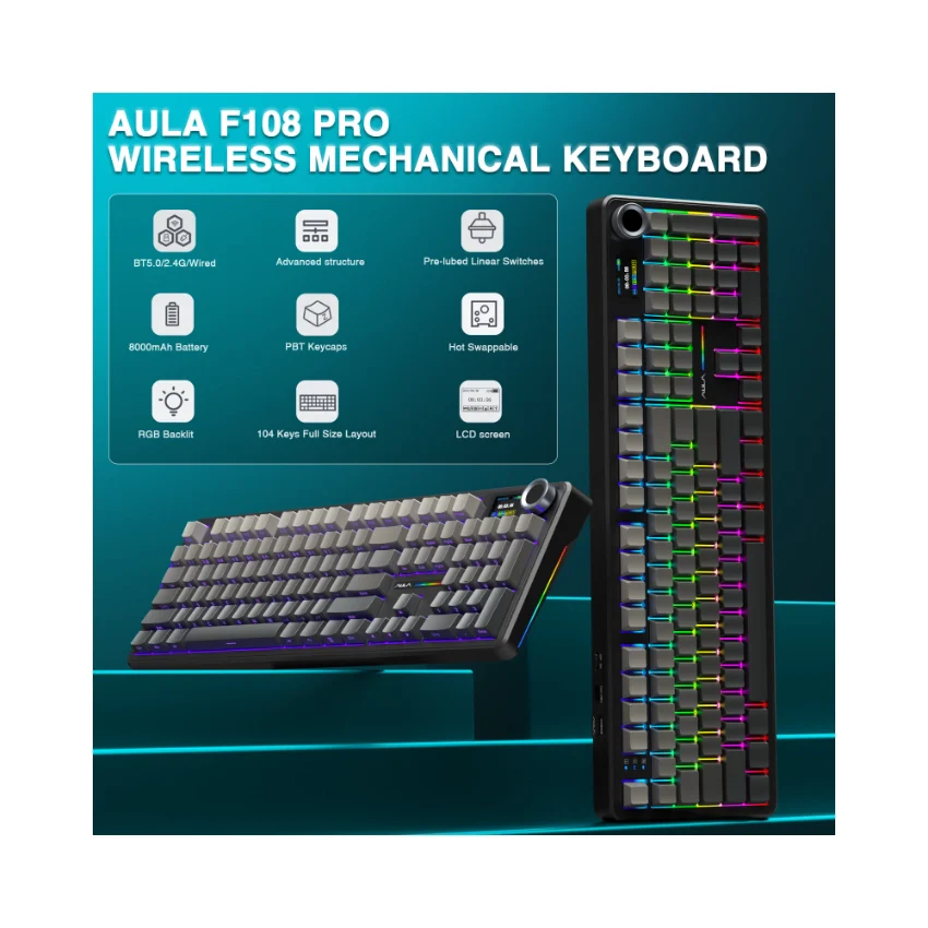AULA F108 Pro Full Size vision Knob Keyboard - Image 3
