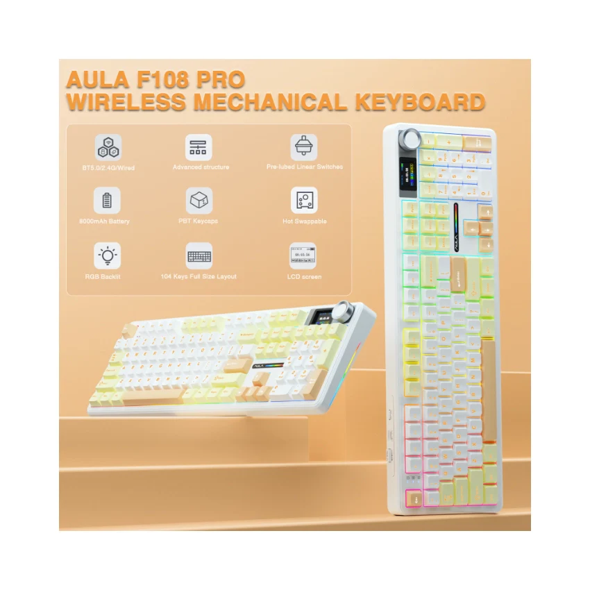 AULA F108 Pro Full Size vision Knob Keyboard - Image 31