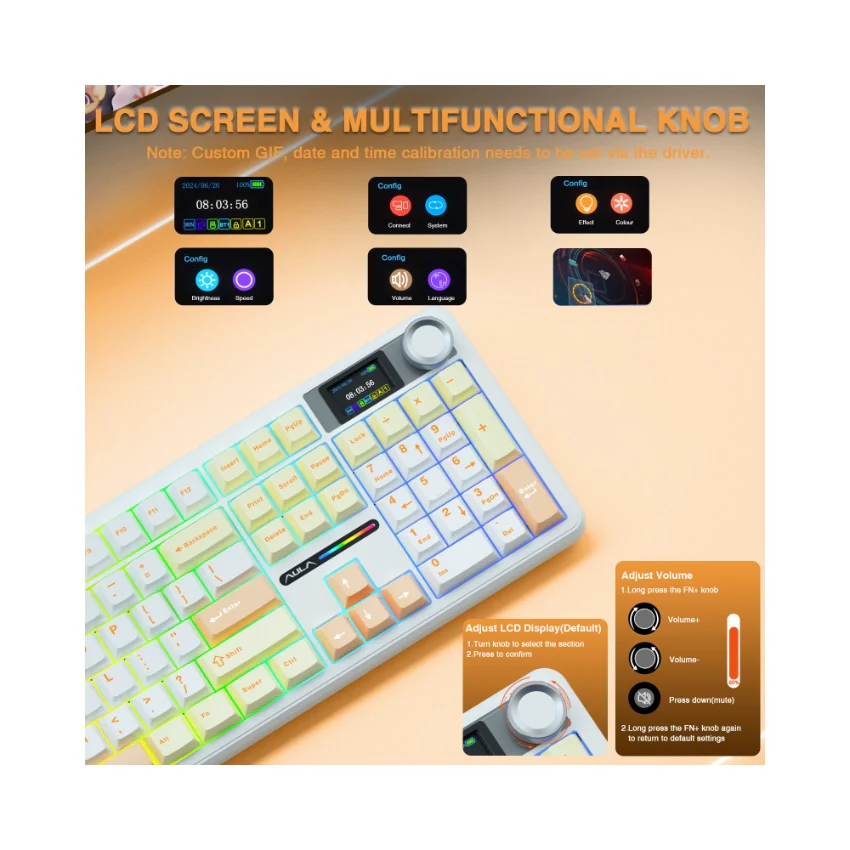 AULA F108 Pro Full Size vision Knob Keyboard - Image 33