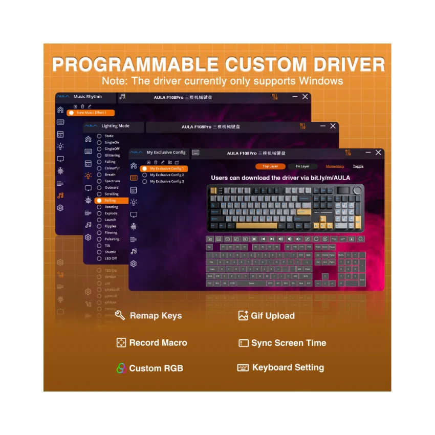 AULA F108 Pro Full Size vision Knob Keyboard - Image 37