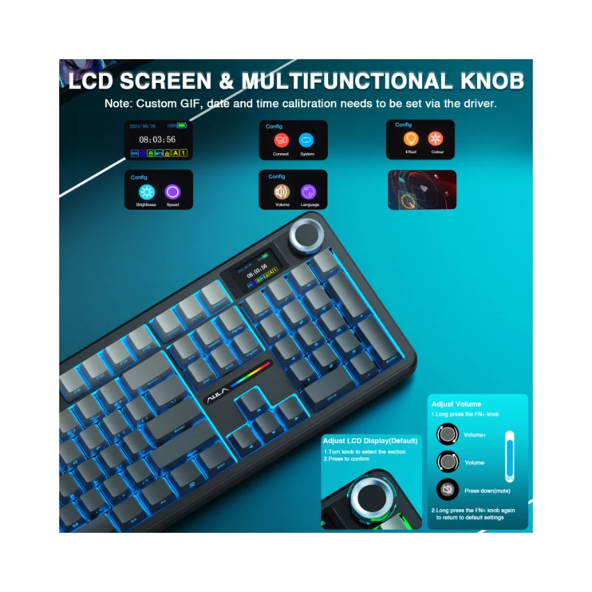 AULA F108 Pro Full Size vision Knob Keyboard - Image 5