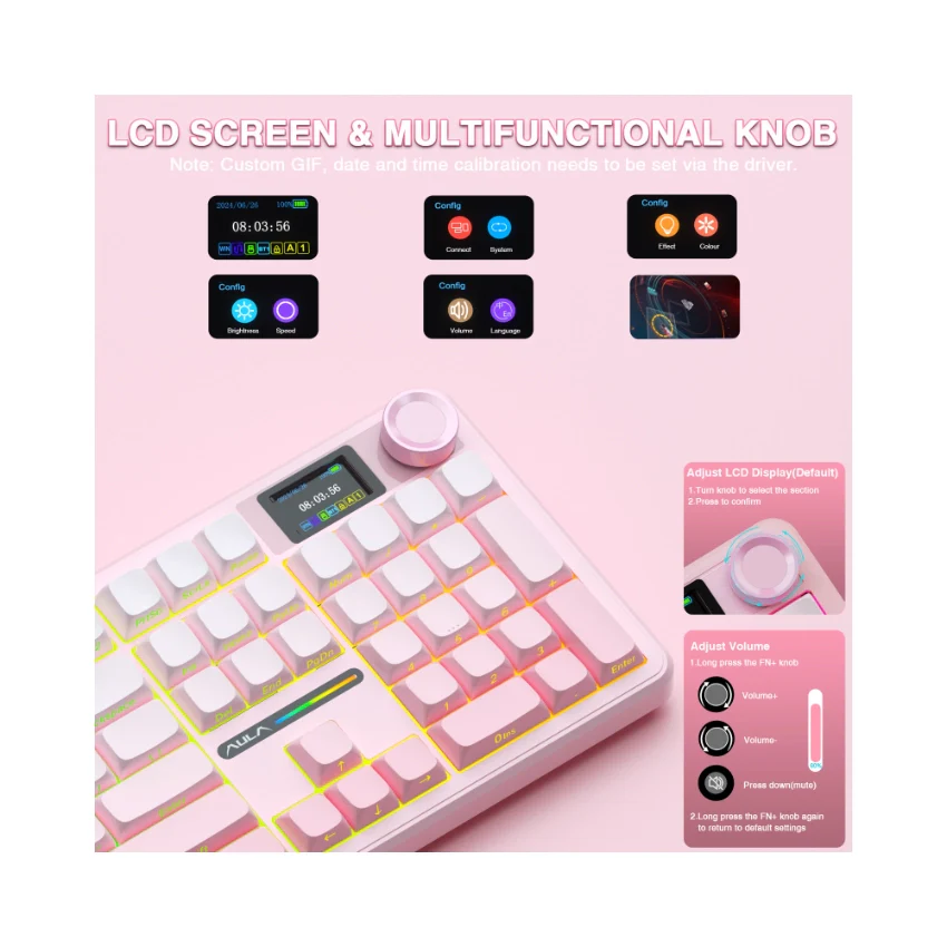 AULA F108 Pro Full Size vision Knob Keyboard - Image 50