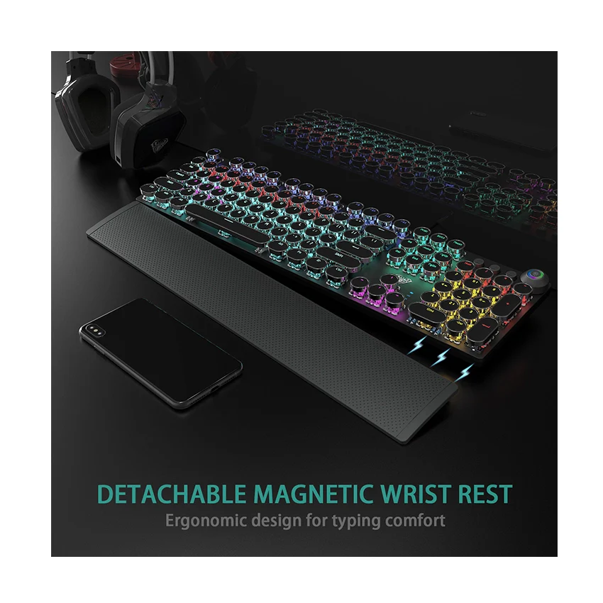 AULA F2088 Retro Punk Typewriter RGB Keyboard - Image 10