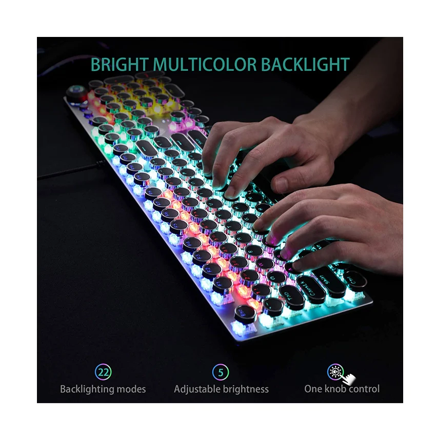 AULA F2088 Retro Punk Typewriter RGB Keyboard - Image 13