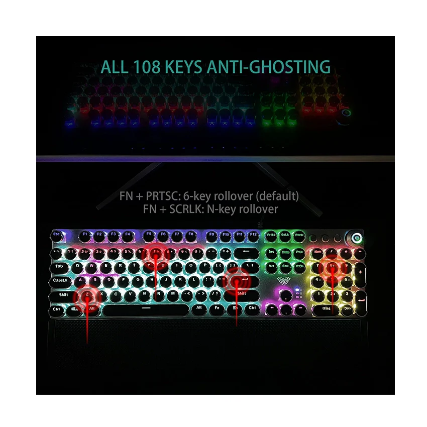 AULA F2088 Retro Punk Typewriter RGB Keyboard - Image 14