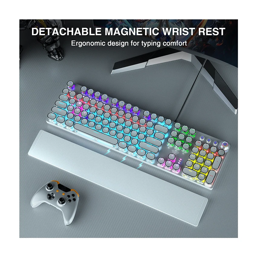 AULA F2088 Retro Punk Typewriter RGB Keyboard - Image 3