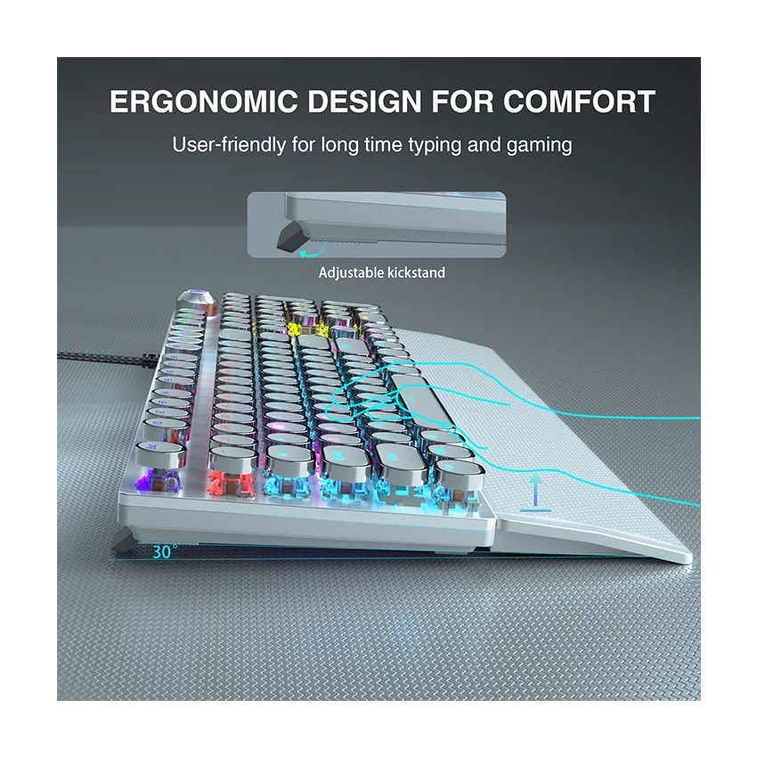 AULA F2088 Retro Punk Typewriter RGB Keyboard - Image 6