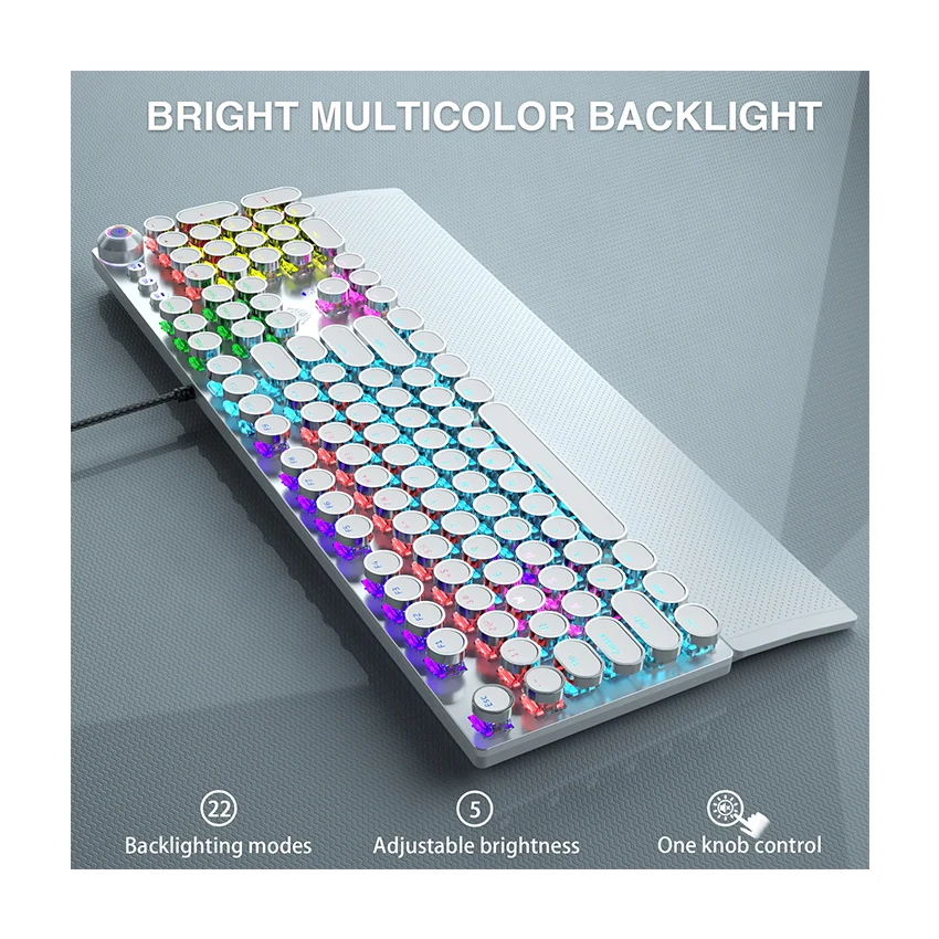 AULA F2088 Retro Punk Typewriter RGB Keyboard - Image 8