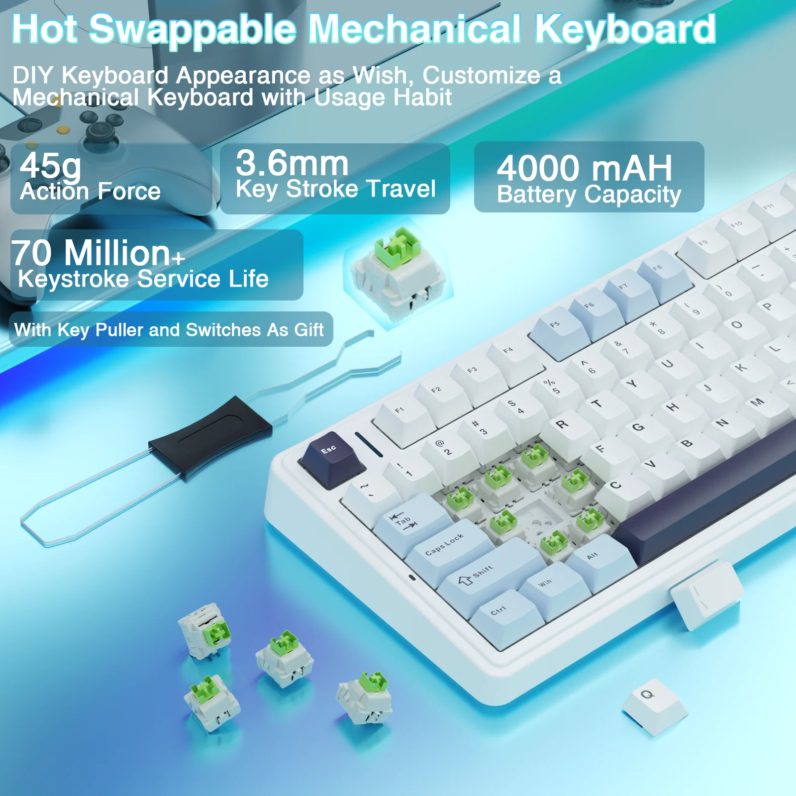 AULA F75 Pro Knob Side-Printed Mechanical Keyboard - Image 100