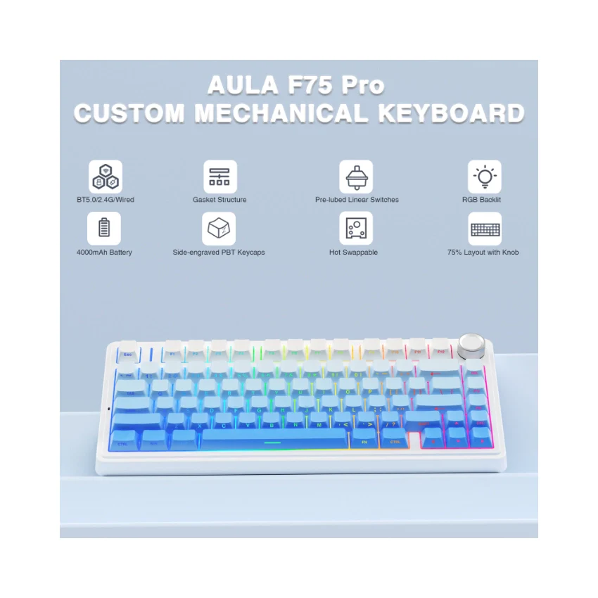 AULA F75 Pro Knob Side-Printed Mechanical Keyboard - Image 19