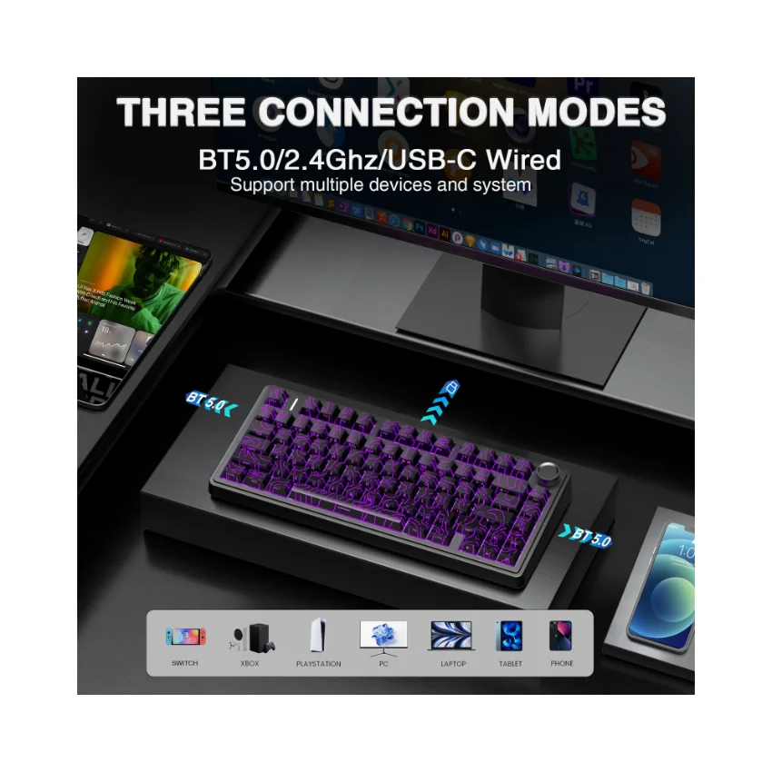 AULA F75 Pro Knob Side-Printed Mechanical Keyboard - Image 37