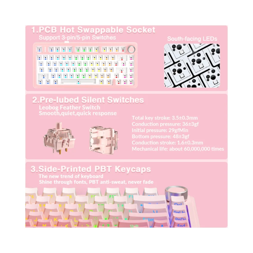 AULA F75 Pro Knob Side-Printed Mechanical Keyboard - Image 68