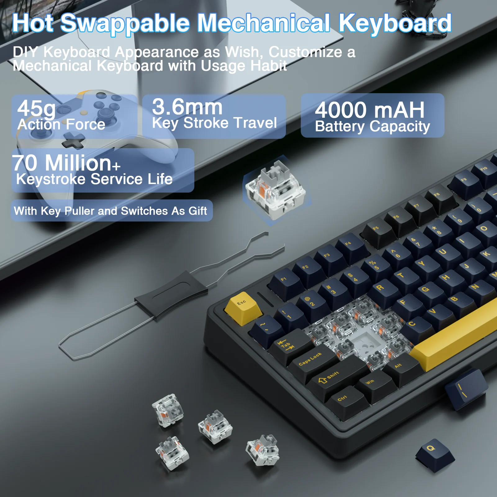 AULA F75 Pro Knob Side-Printed Mechanical Keyboard - Image 83