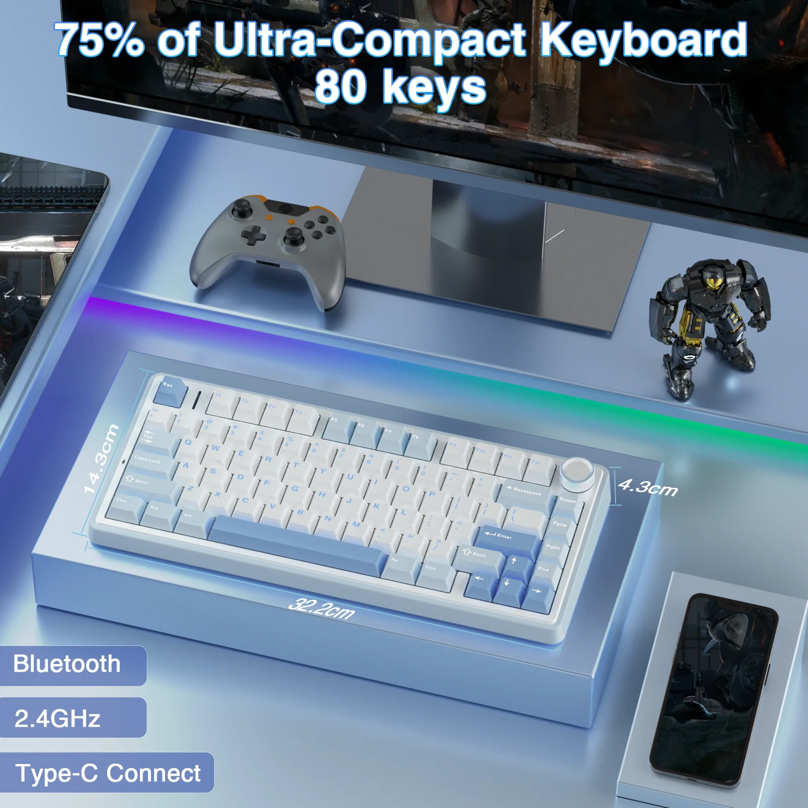 AULA F75 Pro Knob Side-Printed Mechanical Keyboard - Image 91