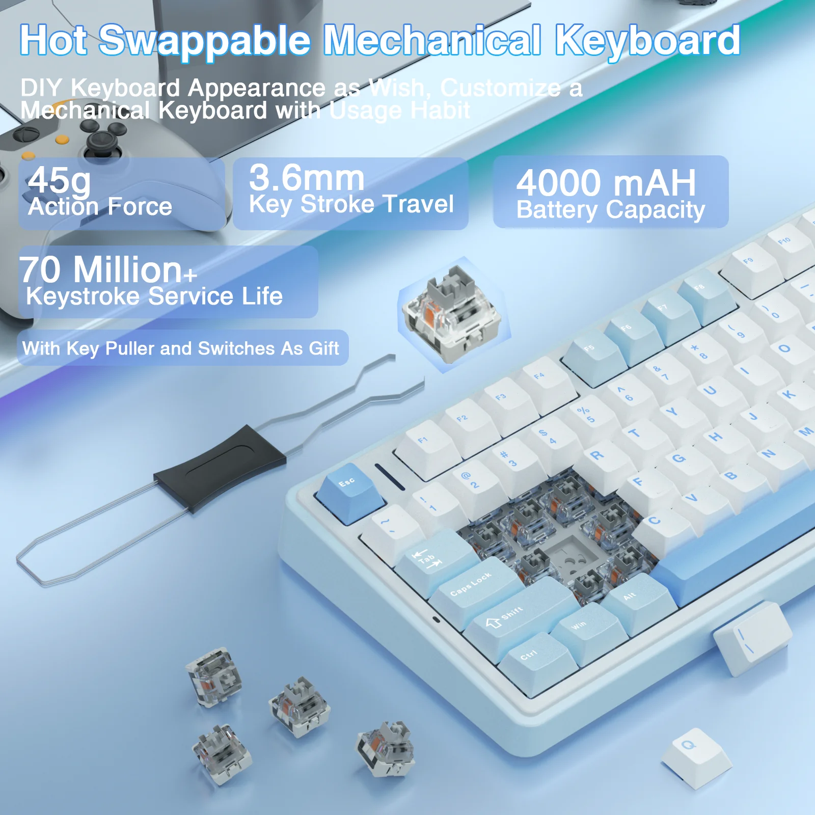 AULA F75 Pro Knob Side-Printed Mechanical Keyboard - Image 94