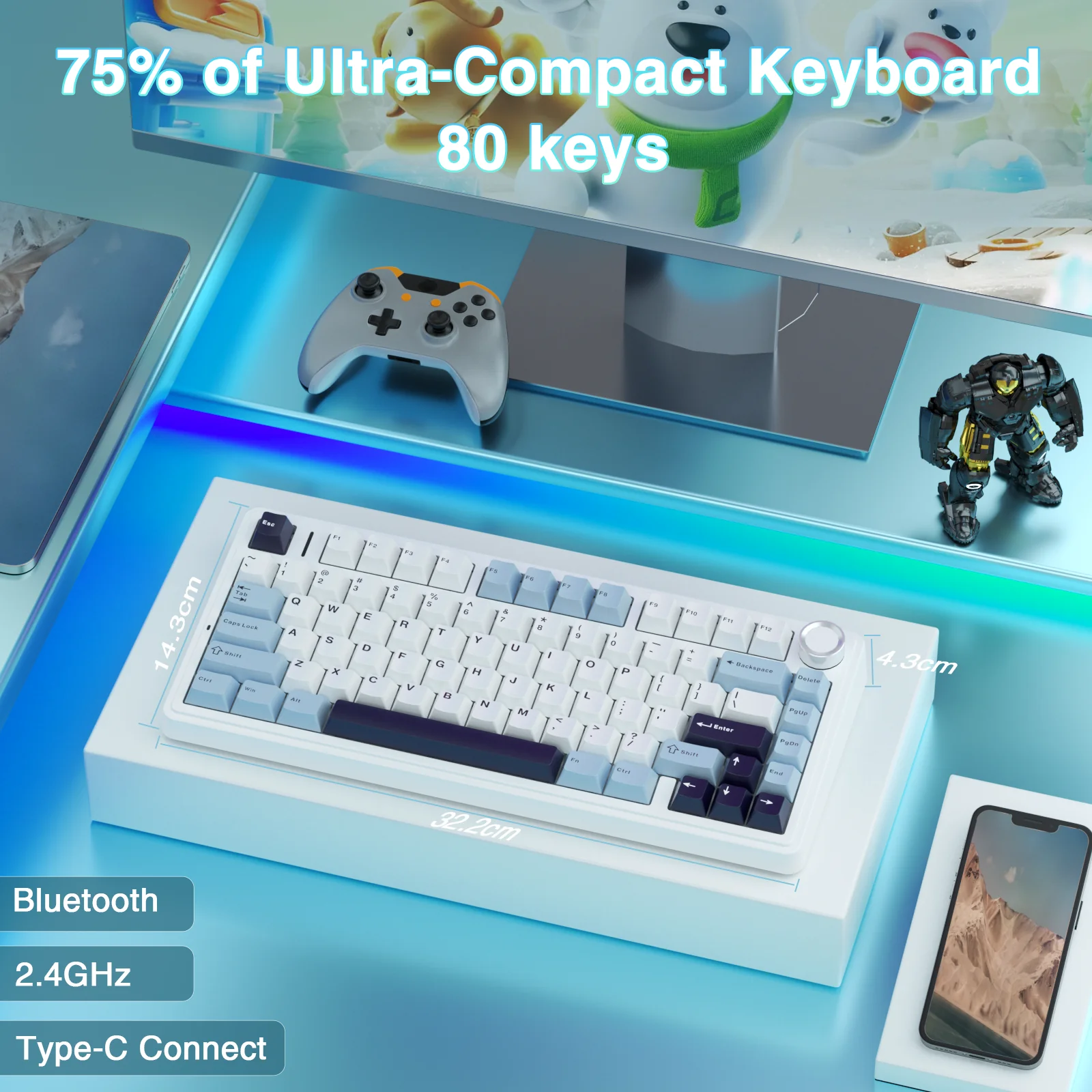 AULA F75 Pro Knob Side-Printed Mechanical Keyboard - Image 97