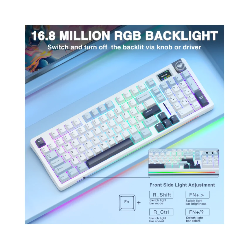 AULA S98 Pro Mechanical Keyboard With Knob& LCD Screen - Image 18