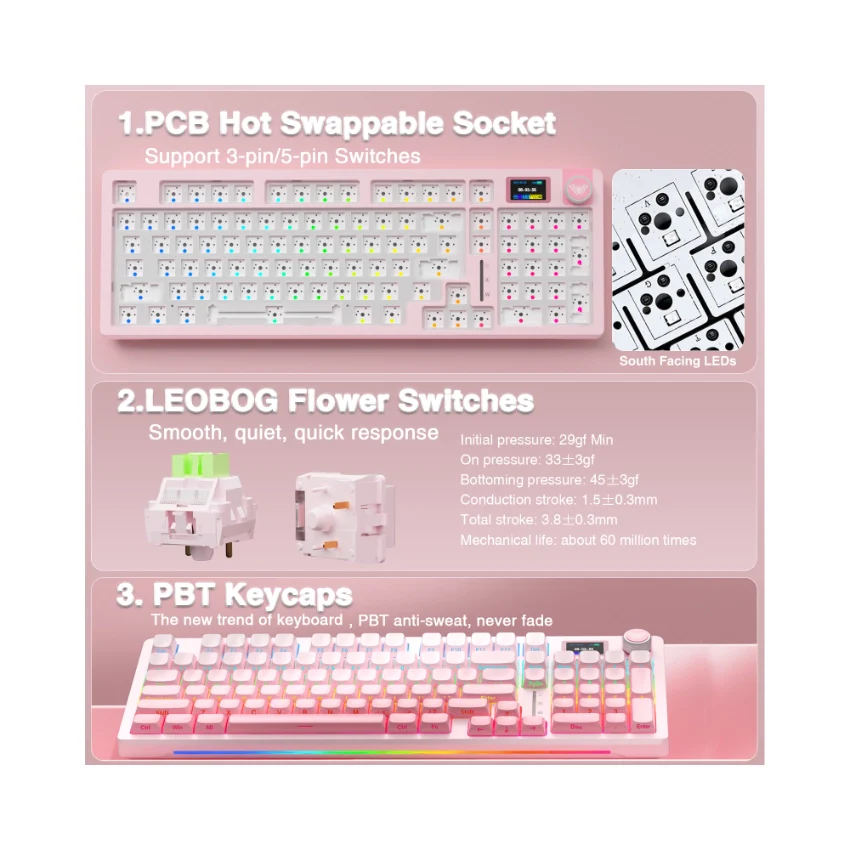 AULA S98 Pro Mechanical Keyboard With Knob& LCD Screen - Image 20