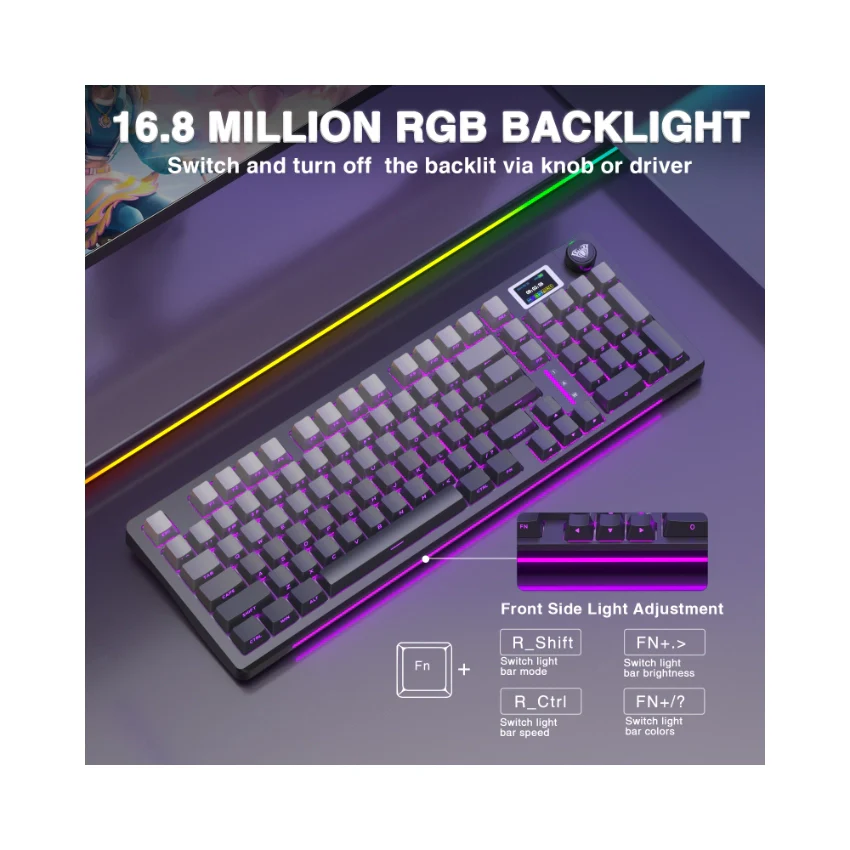 AULA S98 Pro Mechanical Keyboard With Knob& LCD Screen - Image 7